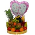 All fruit baskets - Fruit basket with a it's a girl balloon